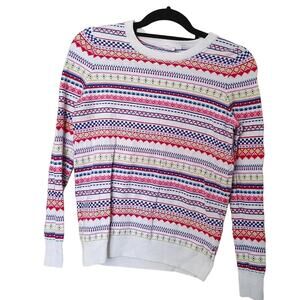 Gap Size Small S Winter Sweater Striped Pink Geometric Long Sleeve Christmas